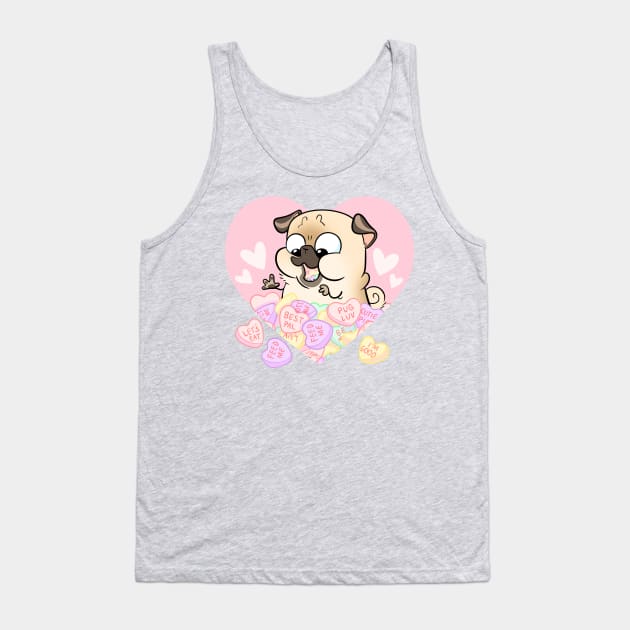 Valentine Hearts - fawn pug Tank Top by Inkpug